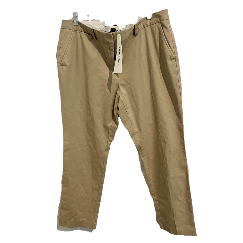 Lands End Womens Khaki Lighthouse Pants Size 14P NWT Classic Preppy Straight Leg